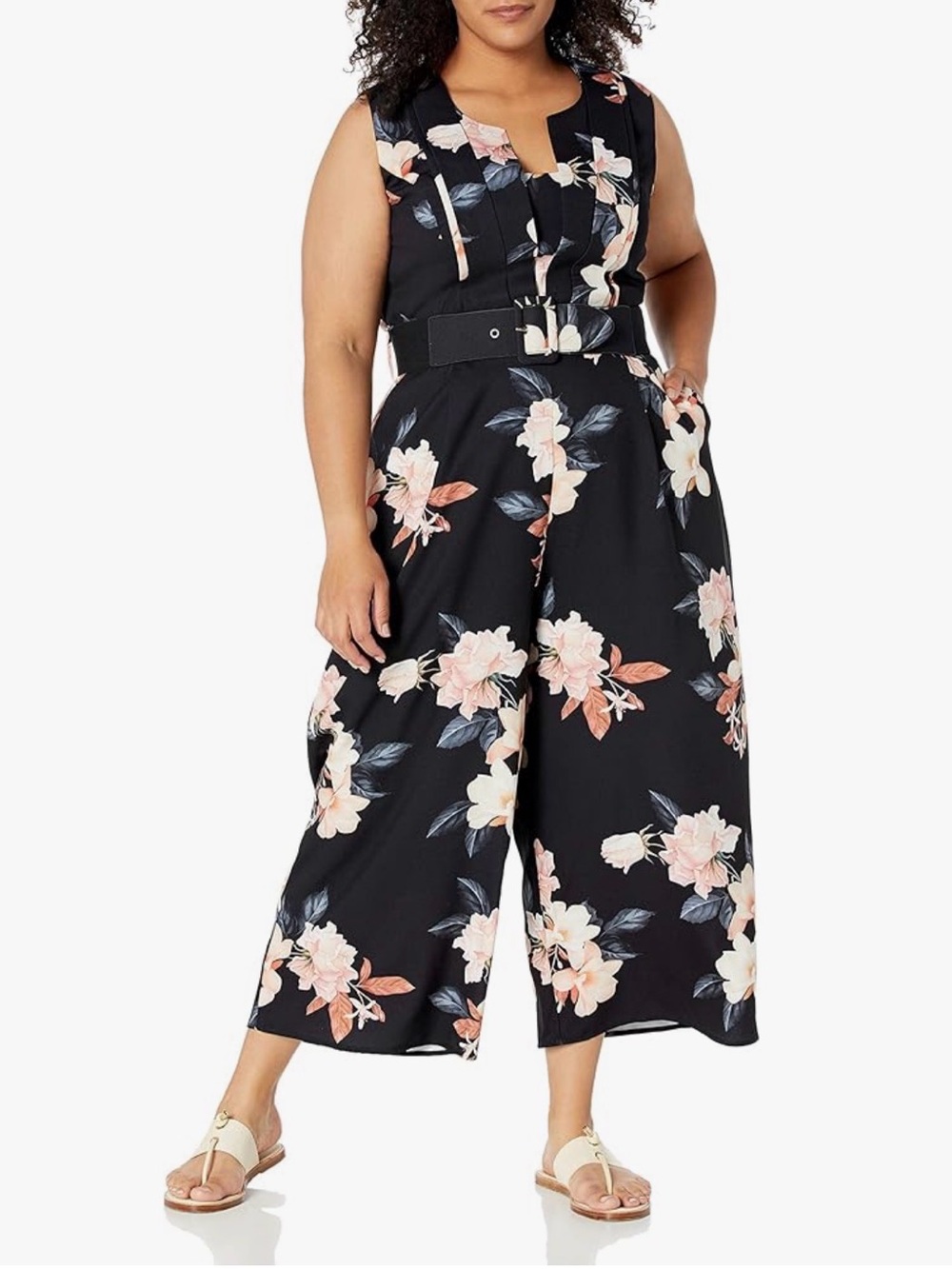 City Chic Black Floral Jumpsuit